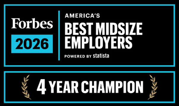 Forbes America's Best Midsize Employers 2026, 4 Year Champion